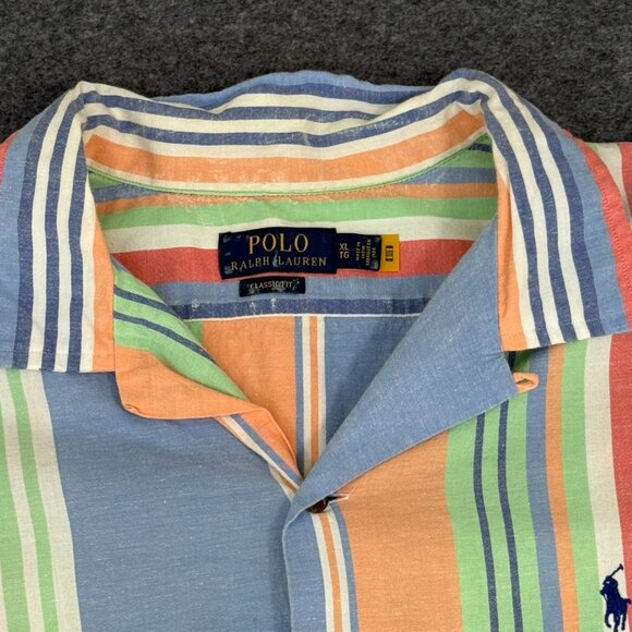 Polo Ralph Lauren Mens Classic Fit Camp Shirt Madras Stripe Loop Collar Sz XL - Picture 5 of 12